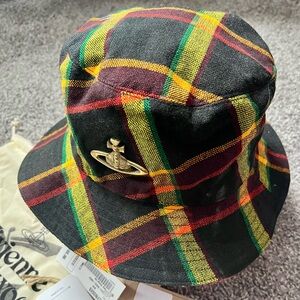 New NWT Vivienne Westwood multi tartan fisher bucket hat selfridges plaid vegan
